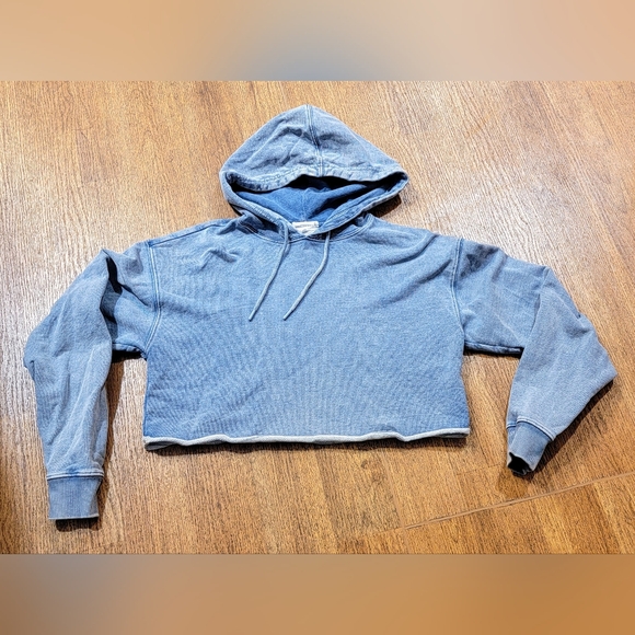 Good American Womens Blue Cropped Hoodie Sz XS - Picture 1 of 2